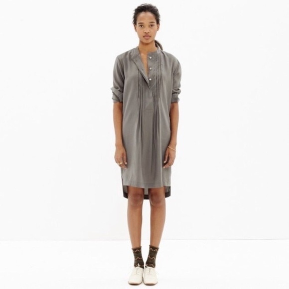 Madewell gray pleated tunic shirt dress